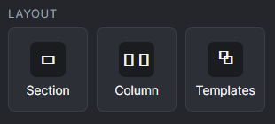 Layout elements: Section, Column and Templates